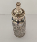Antique Sterling Silver  la Pierre  - Crystal Ornate Hunting Flask