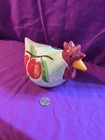 Vintage Cbk Ltd 2002 Ceramic Rooster Hand Painted Chicken Figurine Cherry Patter