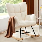  Rocking Chair Nursery  Teddy Upholstered Glider Rocker With High Backrest  