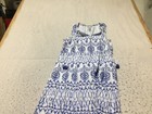 Tommy Bahama Dress Womens Xs White Blue Aztec Tassel Rope V Split Neck