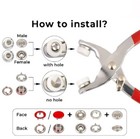 200-pack Metal Snap Button Kit With Fastener Plier - Durable 5-claw Buckle Tool