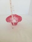 Fenton Cranberry Opalescent Hobnail Art Glass Basket Ruffled Rim - Vintage