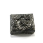 Antique Asian Chinese Dragon Silver Tone Metal   Wood Hinged Box Nice Decoration
