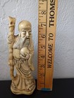 Antique Style Chinese God Of Longevity Shou Leo Figure Faux Ivory Resin Man