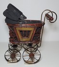 Vintage Antique Victorian Baby Doll Carriage Wood Metal Stroller