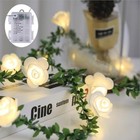 Flower Vine Fairy Lights 9 8ft 20leds tiny Leaf-garland With White Flower 