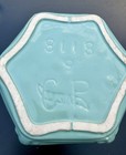 Vintage Cookson Pottery Ohio Seafoam Aqua Green Paneled Hexagon Planter Pot 9 5   