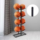 4 Layer Basketball Organizer Iron Ball Rack Floor Standing Black For Indoor New