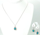 Vintage 925 Sterling Silver Double-sided 360 Turquoise Necklace   Earrings Set