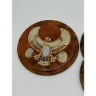 Vtg Egyptian Camel Leather Brown W  Gold Detail Set Of 5 Coasters Drinkware