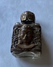 Miniature Vintage Filigree Asian Deco Mounted Glass Perfume Bottle