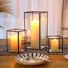 Set Of 3 Black Glass Hurricane Candle Holders Wedding Party Home Decor Lantern