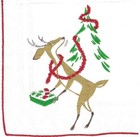 Caspari Christmas Reindeer Napkins Red   Green 20 Cocktail Sz  New Sealed