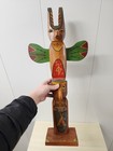 Large Vintage Carved Totem Pole 25  Tall Chippewa Native American Indian