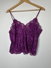 Vtg Satin Camisole 2 Piece Set Flutter Tap Shorts Magenta Lace 80s 90s Usa M