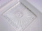 Vtg Deco Frosted White Glass Ceiling Shade W design Square 11 5  Candlewick Edge