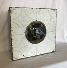 Vtg 14 sq  Ceiling Tin Surface Mount Medicine Cabinet 7  Circle Mirror 717-25b