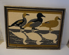 Vintage Needlepont Wall Art Ducks 16  X 22  Framed 70 s Style