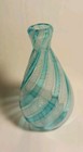 Aqua Blue White Lattice Art Glass Vase 4 1 4 