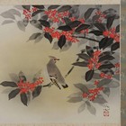 Original Japanese Hanging Scroll Kakejiku Bird Flower Zen Art Signed Double Box