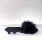 Puma X Fenty Rihanna Slide Chic Fur Black Silver Sandals Womens 7 404768 02