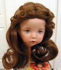 Carmen Doll Wig Light Brown Sz 12-13 Long  Straight Hair  Center Part   Bangs
