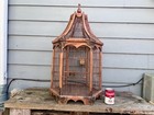Antique Bird Cage Wire And Wood Vintage Great Shape Victorian Rare