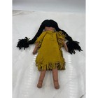 Vtg Handmade Native American Doll Beaded Necklace Leather Fringe Dress