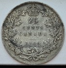 Canada 1906 25 Cents Sterling  0 925 Fine  Silver Coin