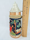 German Beer Stein 1 2 Liter With Pewter Lid   Maker Marks On Bottom  38