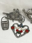 Pewter Brooches Pendant Lot Jj Barker Seagull 6 Pieces All Signed Estate Jewelry