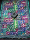 Designer Silk Indian Ajarakh Print Saree With Mirror Work Ethnic Sari Blouse