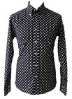 Relco Polka Dot Shirt Long Sleeve Mod Vintage Retro 60s Spot Pin Black Mens