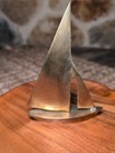 Vintage Modernist Brass Sailboat Sculpture Mcm Nautical Decor Bliss Taiwan