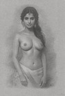 Nude Female Original Drawing Fine Art Charcoal Chalk Classic Naked Woman Model
