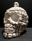Halloween Skull Canister Cookie Jar Lidded Ceramic 10  Ghoulish