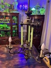 Antique Vintage Vaseline Uranium Glass Chandelier Light Fixture 40   h X 20   w