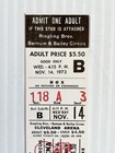 Vintage 1973 Ringling Bros Barnum   Bailey Circus Ticket Unused Cleveland Arena