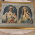 Sacred Heart Jesus Mary Religious Gold Framed Art Print Large 32 X 24   