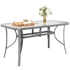 Patio Dining Table Garden Rectangular Tempered Glass Table For Patio   Backyard