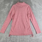 J Jill Top Womens Small Pink Waffle Knit Cowl Neck Ruched Side Ties Thermal