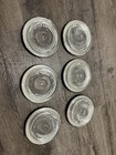 Set Of 6 Vintage Crown Sterling Silver Rimmed Coasters Starburst Glass Pattern