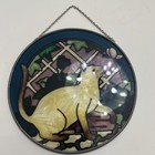 Vintage Siamese Cat Hand-painted Stained Glass Suncatcher By Joan Baker 6 5 
