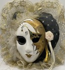 Venetian Carnival Porcelain Hand Painted Wall Mask Lace Mardi Gras Multicolor 