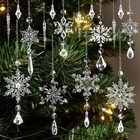 Christmas Tree Ornaments  16pcs Crystal Snowflake Ornaments Clear 
