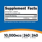 Nutricost Biotin  vitamin B7  10 000mcg  10mg   240 Capsules  Quick Release