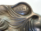 Vtg French Art Nouveau Pewter Ink Well   Tray By N  Vidal Bathing Lady