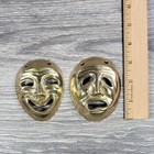 Vtg Brass Theatre Mask Set Comedy Tragedy 3 25  Acting Wall Art Taiwan R o c 