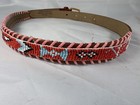 Seed Beaded Belt Leather Native American Thunderbird Size 26  -read