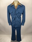 Vintage 60s 70s Leisure Suit Mens Large Jacket 38 31 Pants Flare Leg Disco Hippy